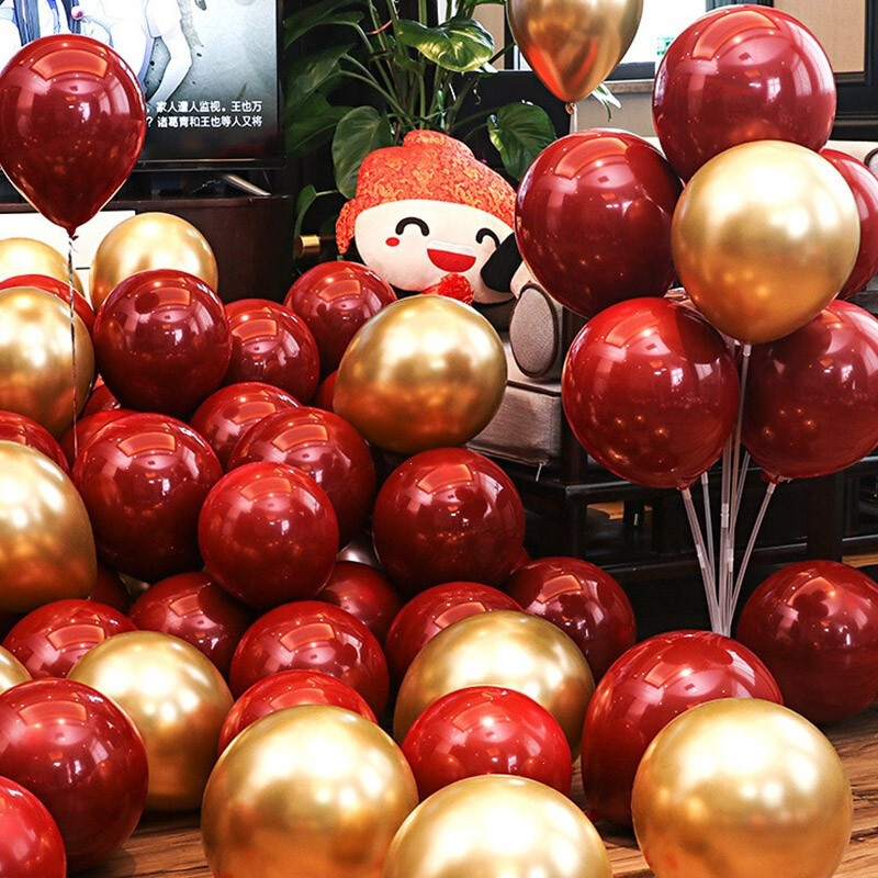 结婚气球红色婚房装饰双层加厚网红婚礼汽球时光旧巷场景布置婚庆用品