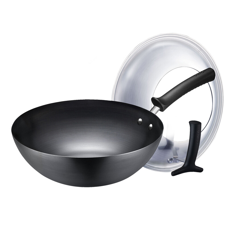 苏泊尔精铸铁锅可立盖炒锅视频