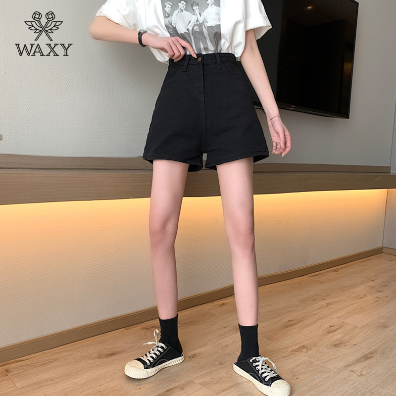 WAXY牛仔半身裤短裤韩版休闲显瘦宽松设计感a字型阔腿热裤ins潮流