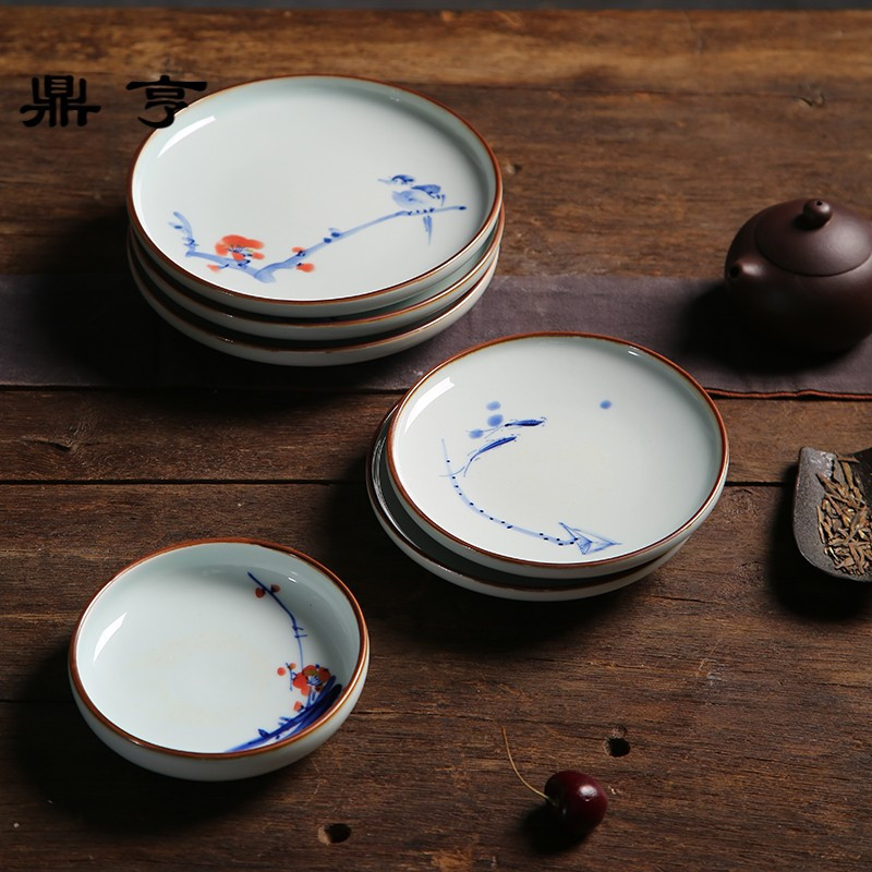 鼎亨茗器坊中式手绘茶盘壶承干炮台景德镇特色青花瓷茶点盘茶点碟