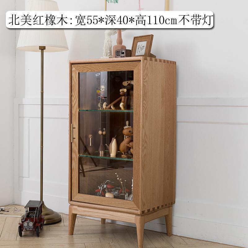 森美人胡桃木边柜带灯玻璃展示柜黑胡桃木电视柜边柜客厅沙发边柜木蜡油高清大图