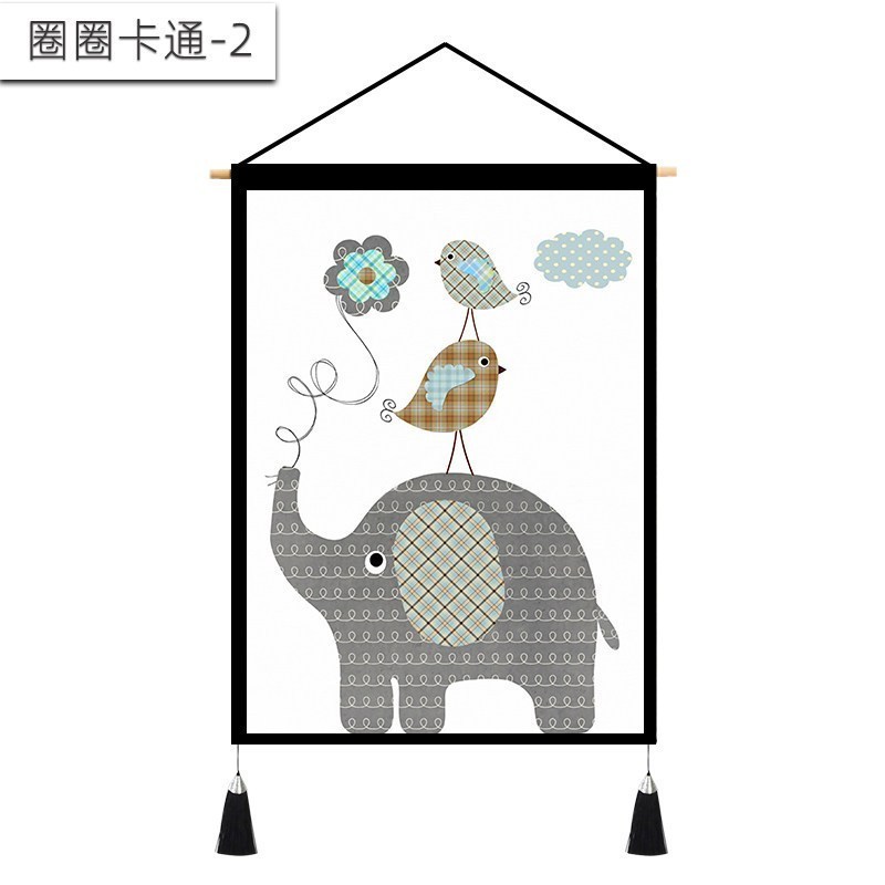 背景布风挂布 房间装饰画墙布北欧客厅沙发背景墙床头挂画 圈圈卡通-2 宽45cm*高65cm
