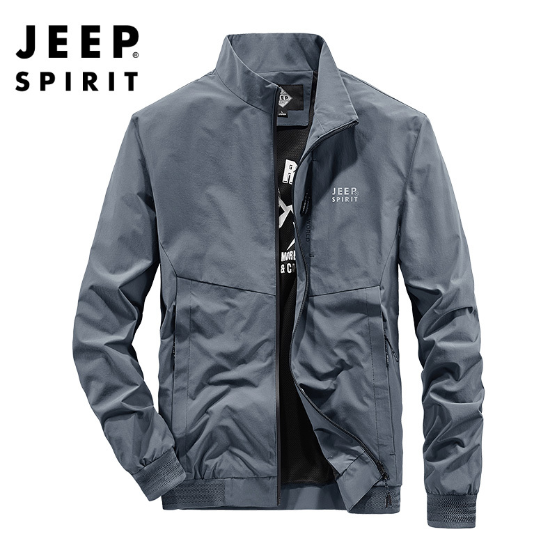 JEEP SPIRIT吉普男士夹克2021春秋新款立领轻质外套男青年休闲春装百搭潮男上衣