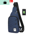 斜挎包男胸包潮牌男士包包单肩包帆布休闲背包学生斜跨胸前包NEWLAKE 【USB】宝蓝色
