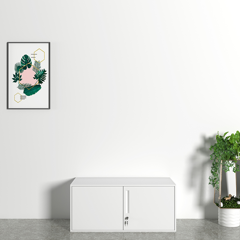 初嘉WJGT-027文件柜矮柜窄边办公资料柜拆装档案柜书柜带锁铁皮储物柜 纯白顶柜