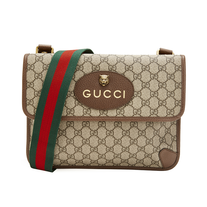 gucci古驰gucci男包男女款虎头gg印花邮差包单肩斜挎包