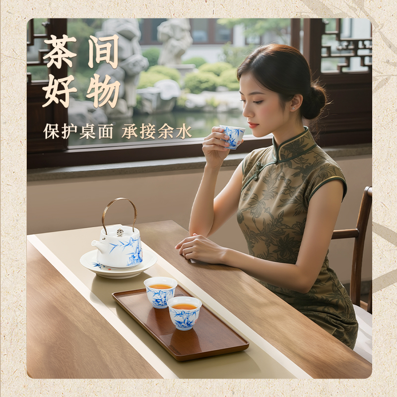 金灶KP-Q023青花陶瓷壶承茶具隔热垫茶杯托茶碟茶垫壶承茶道配件高清大图