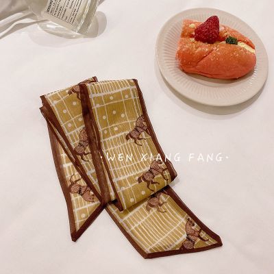 骏马款 丝巾发带女绑发饰品头绳飘带蝴蝶结丝带头饰百搭发绳细长条领巾