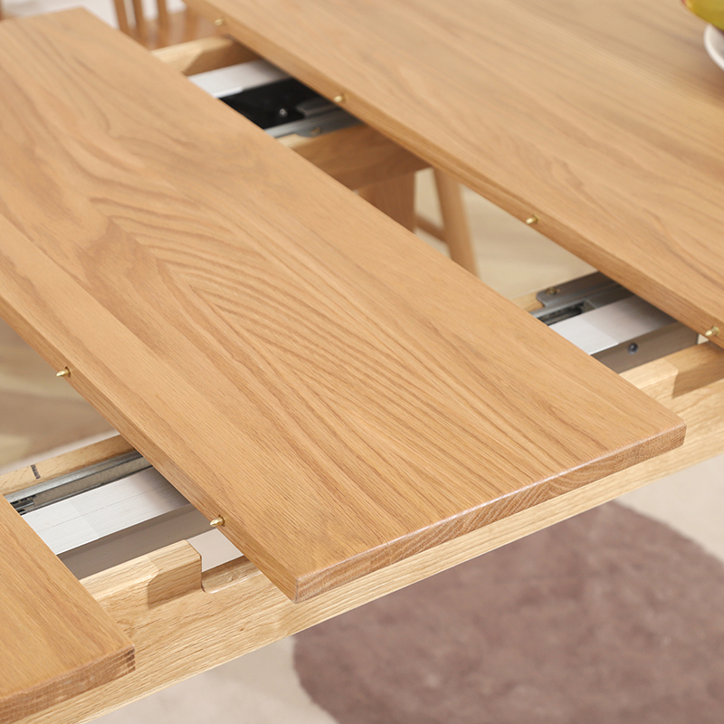 北欧实木伸缩餐桌小户型餐台现代简约长方形橡木折叠餐桌椅家用