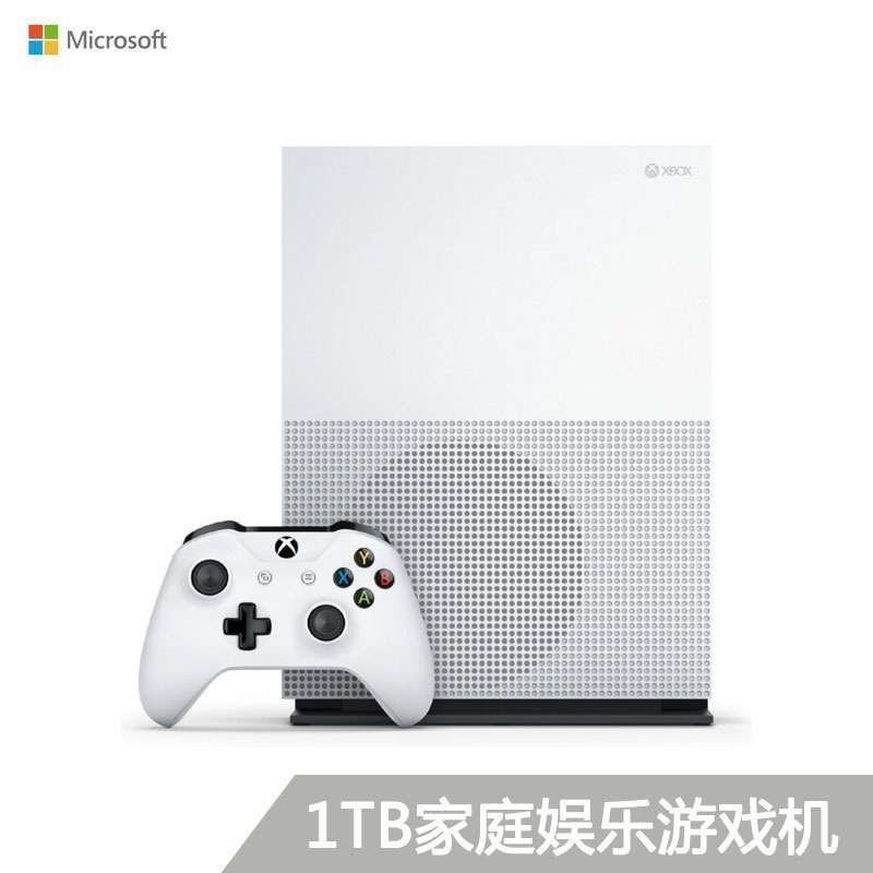 微软(Microsoft)Xbox One S 家庭娱乐游戏机 4k超清 1TB存储 双游戏白色款:明星高尔夫+决战喵星