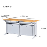 三圣 办公家具翻转电脑桌钢制隐藏显示器式电脑桌部队学校电教室机房培训桌学习桌会议桌双人位