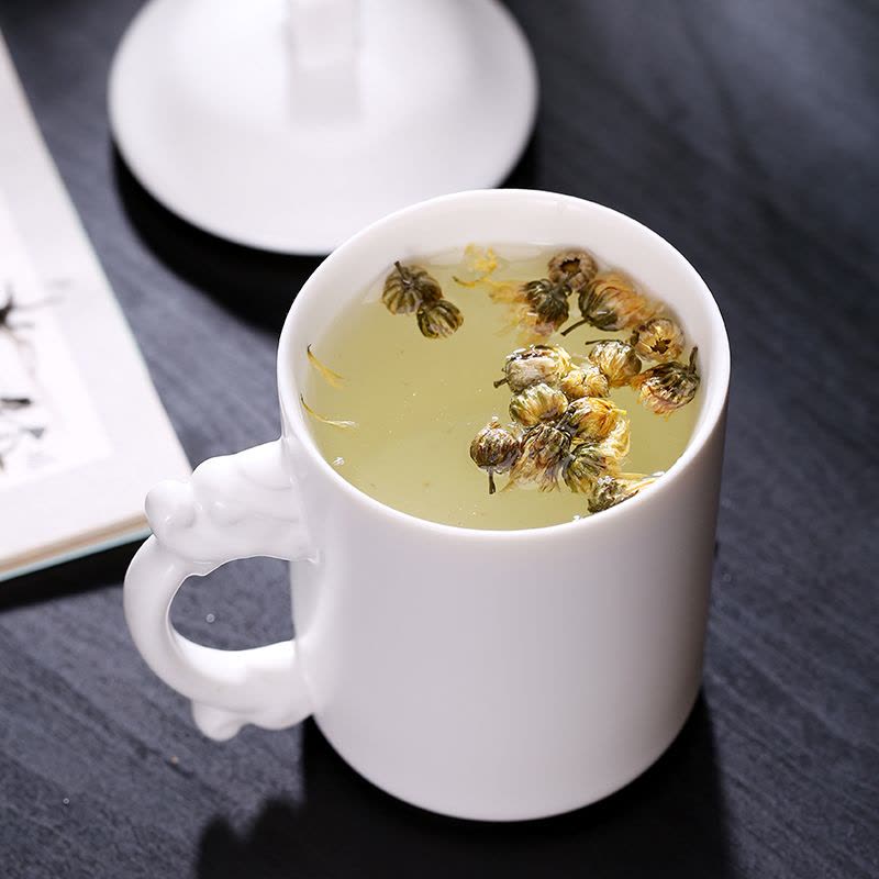 美帮汇陶瓷杯定窑白瓷水杯茶杯茶具带把 礼品杯礼盒办公茶叶罐图片
