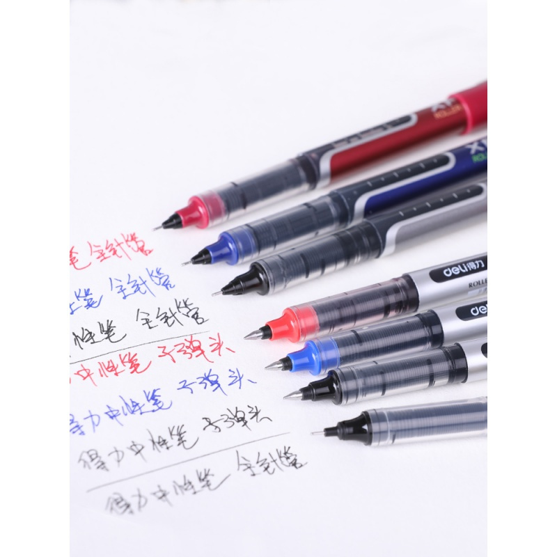 得力文具直液式走珠笔水笔0.5全针管办公商务签字笔黑学生用中性笔 33688头-0.5黑-20支 黑色（SW）