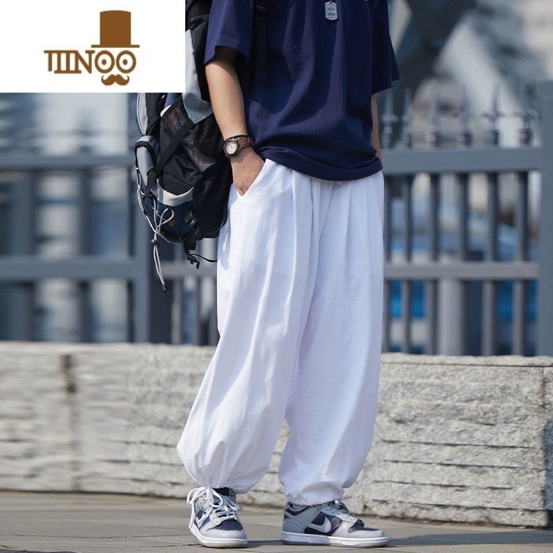 YANXU你初恋老王运动裤男灰色卫裤潮日系加绒休闲裤直筒宽松抽绳束脚女图片