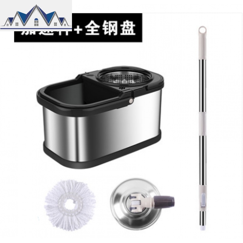 拖把旋转免手洗干湿两用自动甩干懒人神拖家用地拖布桶脱水墩抹布 三维工匠高清大图