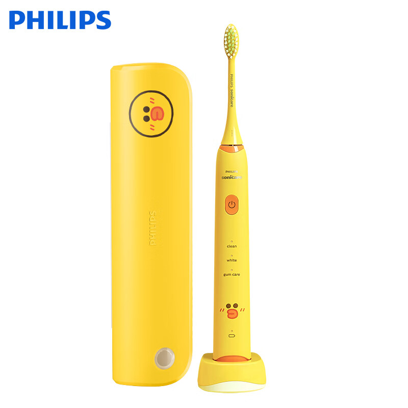 飞利浦(PHILIPS) 电动牙刷成人莎莉鸡限定礼盒内含旅行牙刷盒3种洁齿模式配备全新柔和 单品HX2482/01