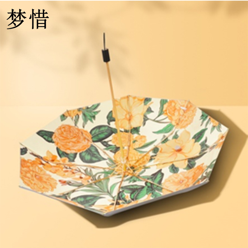 梦惜 手动铝合金玻纤伞架 钛银伞布 橡胶漆手柄晴雨伞 YF-S2021025/把高清大图