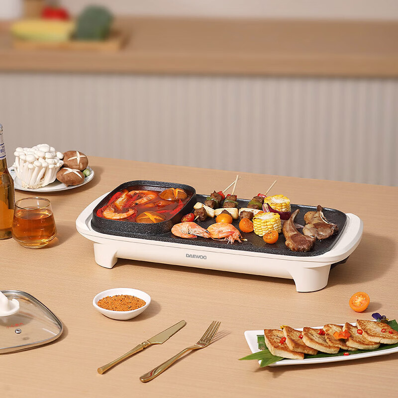 大宇(DAEWOO) 1360W多功能涮烤一体机不粘涂层1.5L DYSK-15C36