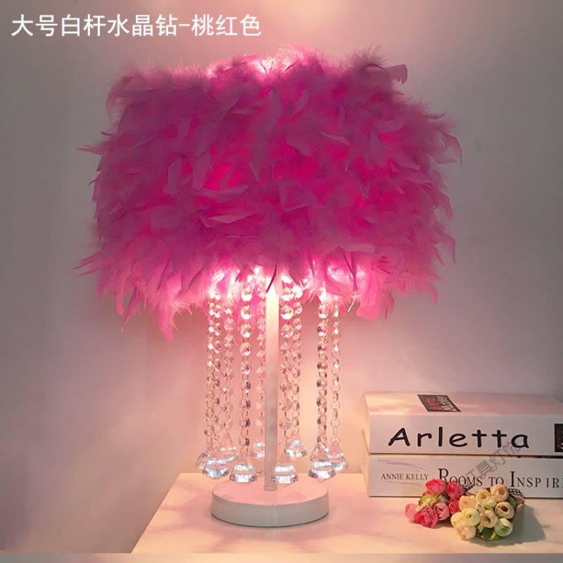 苏宁放心购 创意水晶羽毛台灯遥控调光卧室床头灯生日婚庆装饰简约小台灯图片