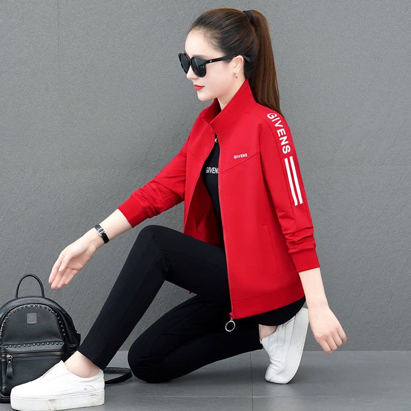 运动套装女春秋2022新款女装时尚休闲卫衣三件套韩版户外跑步服团购外套图片