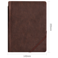 得力22259厚商务笔记本子文具 斜绑带复古皮面本记事本办公用品 25K120张棕色
