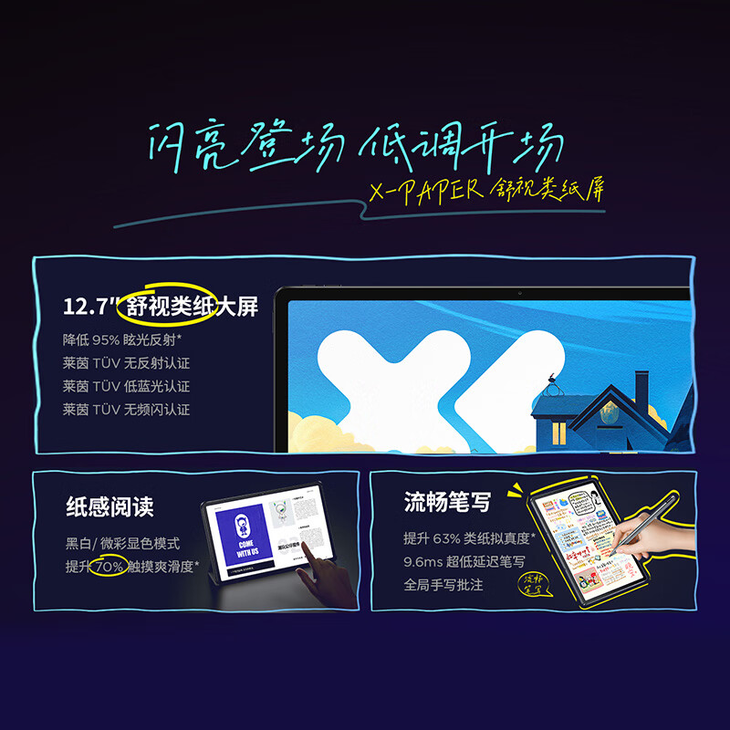 联想(Lenovo)小新PadPro12.7英寸舒视版 柔光护眼大屏娱乐办公学习游戏平板电脑 天玑8300 8+128G 2.9k 144Hz WIFI 大象灰高清大图