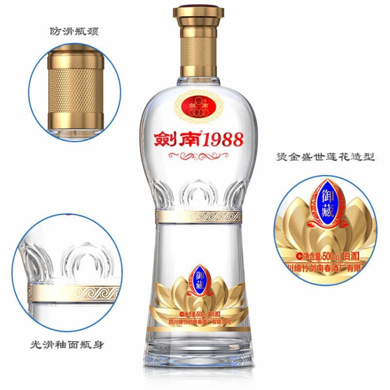 剑南春总厂出品 剑南1988御藏 52度500ml*6瓶 原箱 浓香型白酒 2970高清大图