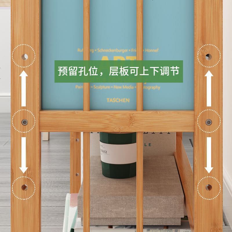 楠竹简易书架收纳置物架简约现代实木多层落地儿童桌上学生小书柜 4层长70cm图片