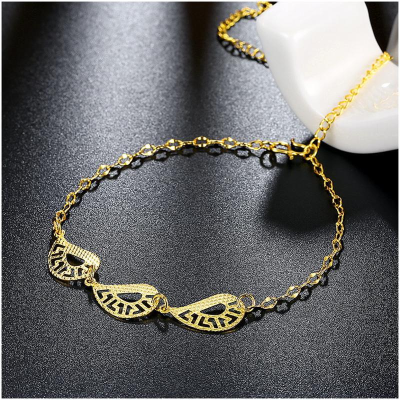 A050-A Women 18K yellow gold anklet jewelry 镀黄金色女脚链潮