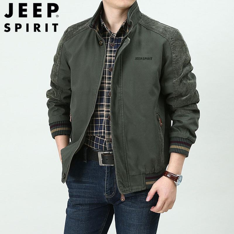 jeepspirit吉普纯棉夹克男水洗工装外套简约休闲立领上衣茄克衫视频