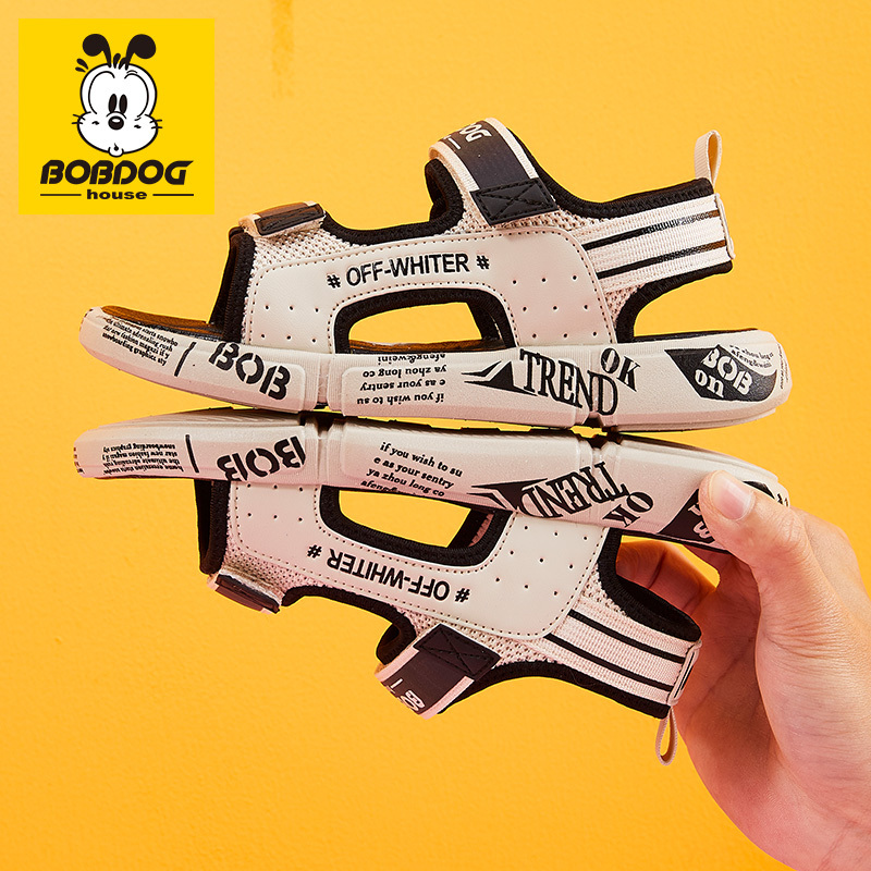 BOBDOG HOUSE巴布豆儿童凉鞋2019夏季男童时尚女童小学生软底沙滩鞋T9231