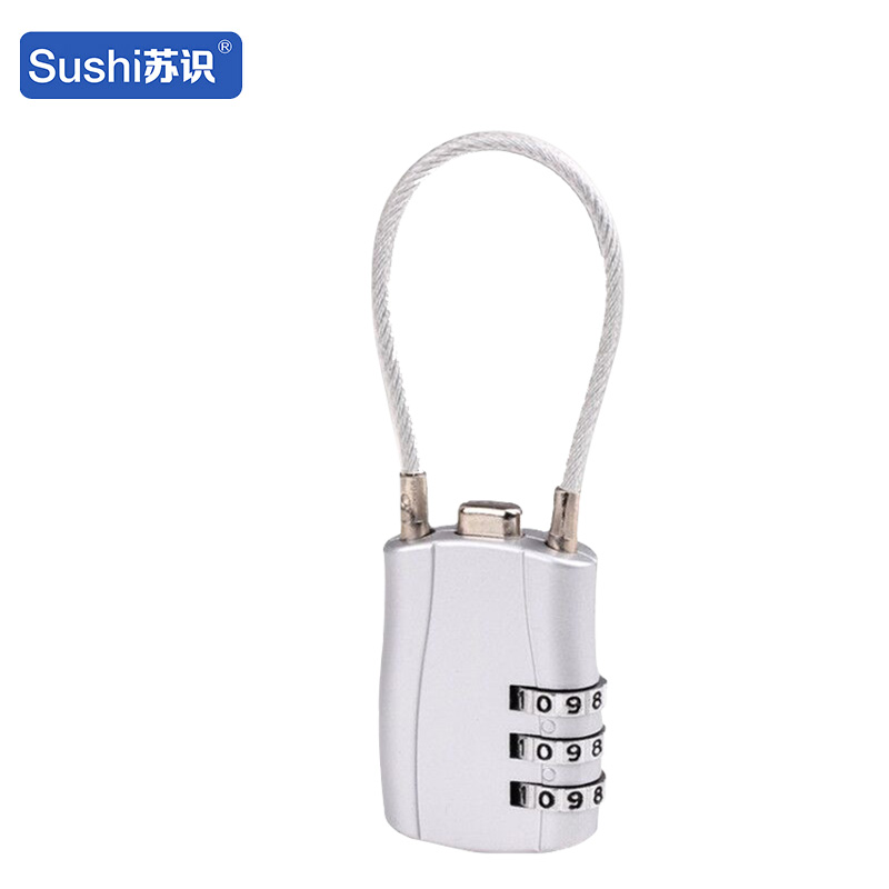 苏识 ZCL293银 圆形钢丝绳 密码锁 (计价单位:个) 银色高清大图
