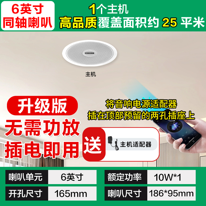 索爱(soaiy)SA-G6吸顶喇叭套装天花吊顶音响定压蓝牙功放分区背景音乐音箱主机高清大图