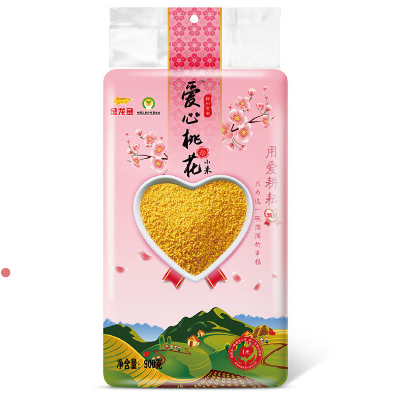 金龙鱼 黄小米 爱心桃花小米900g( 月子米 小米粥 杂粮 真空装 粥米伴侣)