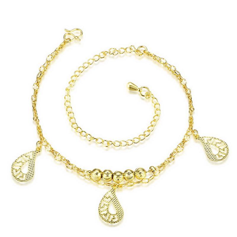 A056-A Women 18K yellow gold anklet jewelry 镀黄金色女脚链潮