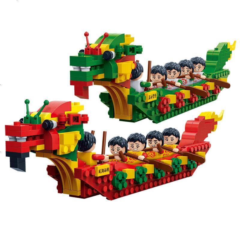 邦宝小颗粒益智拼装积木儿童玩具端午节礼品赛龙舟比赛船模型6592