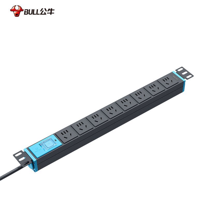 公牛(bull)GNE-1080全长1.8米8插位计量带电压电流表pdu机房机柜插座数显排插多孔多功能拖线板