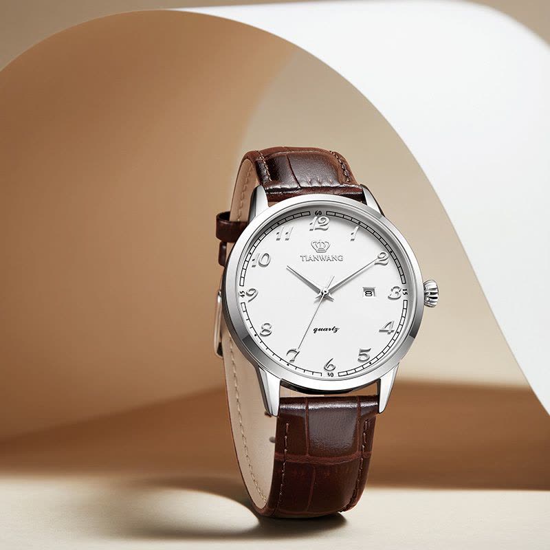 天王表(TIANWANG)手表 石英表皮带时尚休闲情侣表大气时尚男表简约休闲女士手表 3886图片