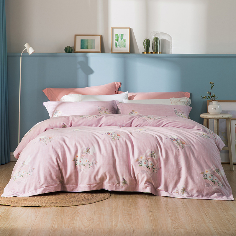 罗莱家纺床上用品全棉纯棉斜纹简约床单被套1518m床四件套参数