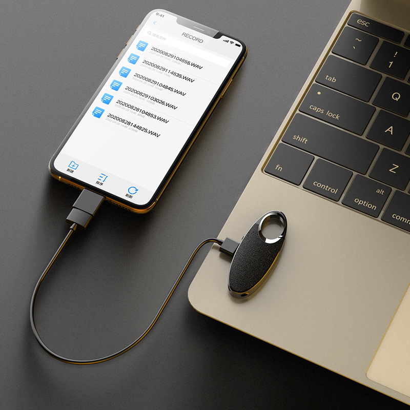 联想(Lenovo)钥匙扣形录音笔 C2黑色8G 配挂绳 专业高清降噪器小型超长待机大容量随身便携式录音设备