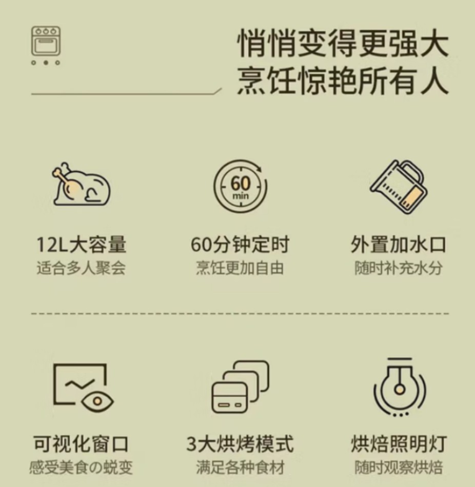 Only&Home 多功能空气嫩炸烤箱KL-KZG-04高清大图