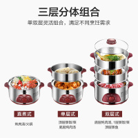 美的(Midea)电蒸锅多功能家用电火锅蒸汽锅10L三层大容量智能高温保护易洁可定时WSYH26A