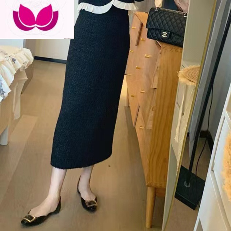 七斓女装高级感冷淡小香风黑色连衣裙子韩系套装冬装搭配一整套 单件半裙 默认发直筒裙如需后开叉款联系客服