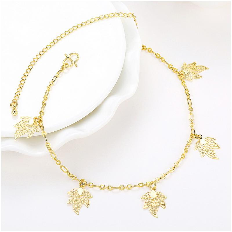 A044-A Women 18K yellow gold anklet jewelry 镀黄金色女脚链潮