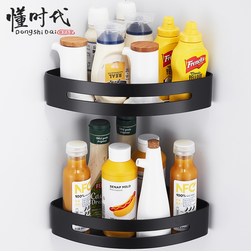 三角置物架壁挂式免打孔转角架墙角调味料收纳架厨房用品家用大全收纳层架 三维工匠高清大图
