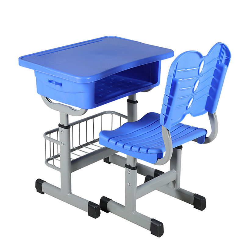 阿拉贡中小学生培训补习班学习桌学校写字桌套管升降塑钢课桌椅【工厂现做 7天内发货】 带篮套管靠背深蓝