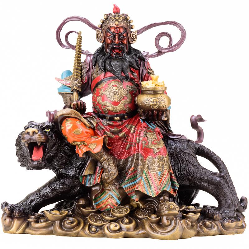 家柏饰(CORATED)赵公明神像铜 扬鞭赵公明神像骑虎武爷大号彩绘高清大图