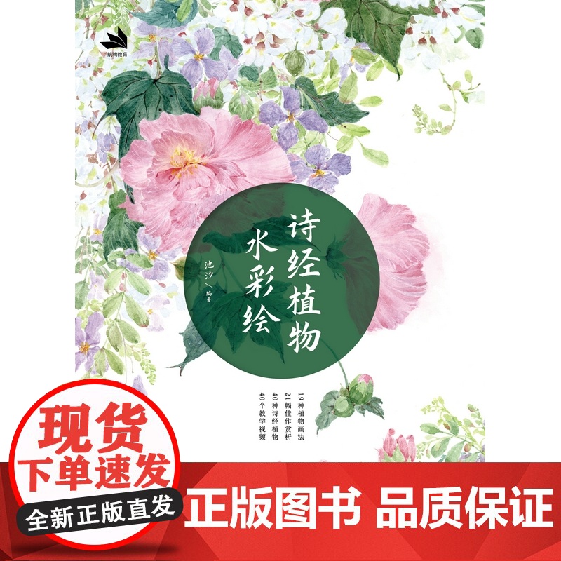 诗经植物水彩绘 古风水彩植物插画教程 水彩画教程诗经草木绘水彩临摹画册水彩画入门自学教程书国 彩花卉插画教程水彩私享课高清大图