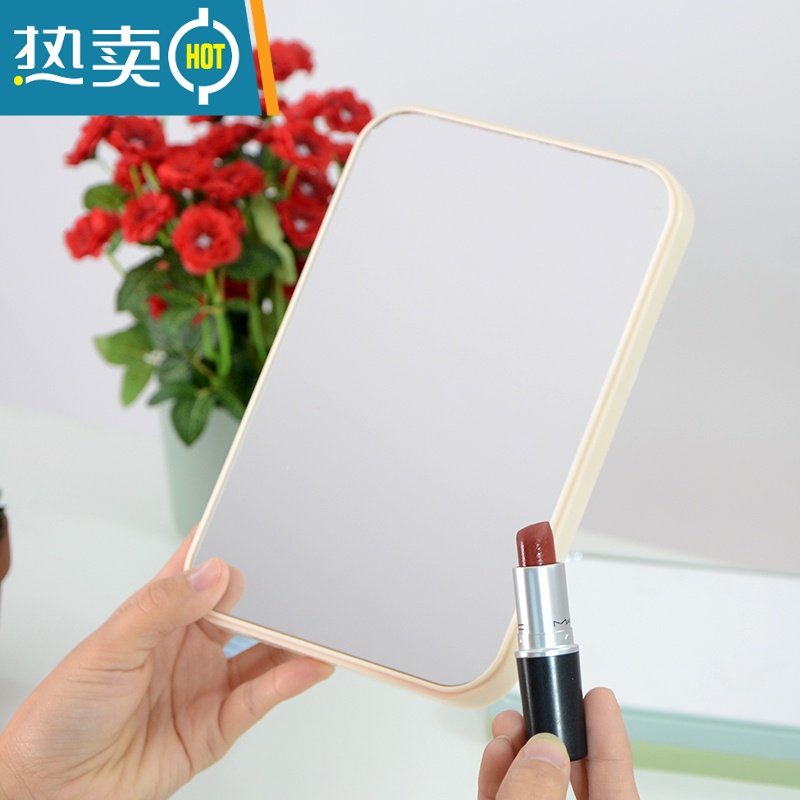 敬平化妆镜子台式梳妆镜子公主镜折叠便携大号网红简约随身宿舍桌面便携式用镜 大号25*18cm白色-防水款高清大图