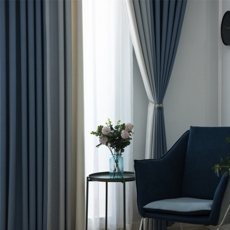 高级质感气质灰蓝雾霾蓝阳台卧室客厅飘窗防风保暖窗帘莫兰迪色